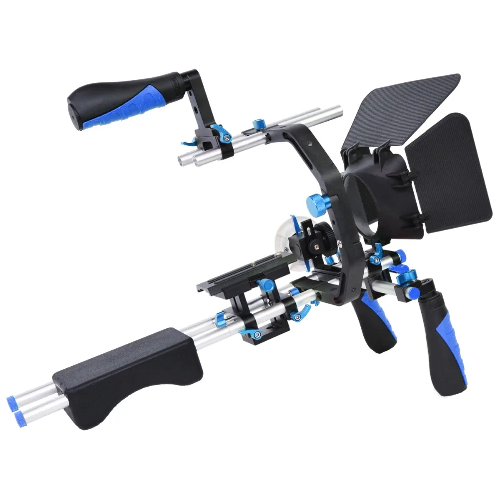 

YELANGU D230 Shoulder Rig Professional Camera Support Equipment for DSLR and Video Camera, Blue/orange/red