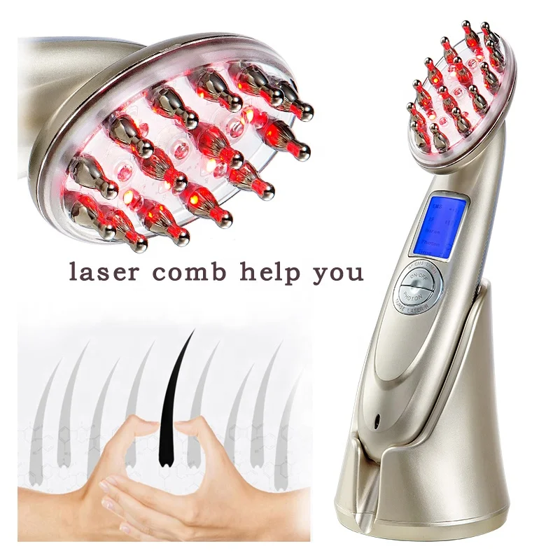 

New Anti hair loss Laser Micro-current Radio Frequency Photon LED Machine Hair Regrowth Comb red LED promote blood circulation, N/a