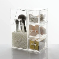 

Eco-Friendly luxury clear storage box for brush Barrel Containing pearls makeup brush holder makeup Organizer acrylic