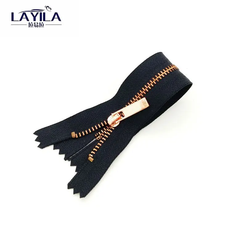 
Fashion decorative 6 inch golden close end metal zipper wholesale 
