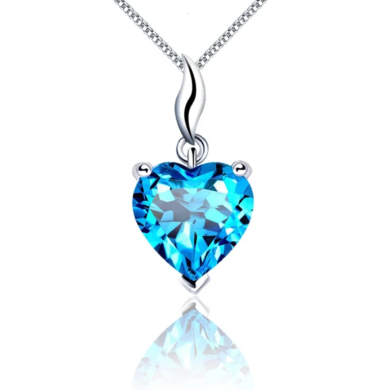 

Heart Shape Natural Blue Topaz Pendant Sterling Silver 925 Jewelry Pendant For Women