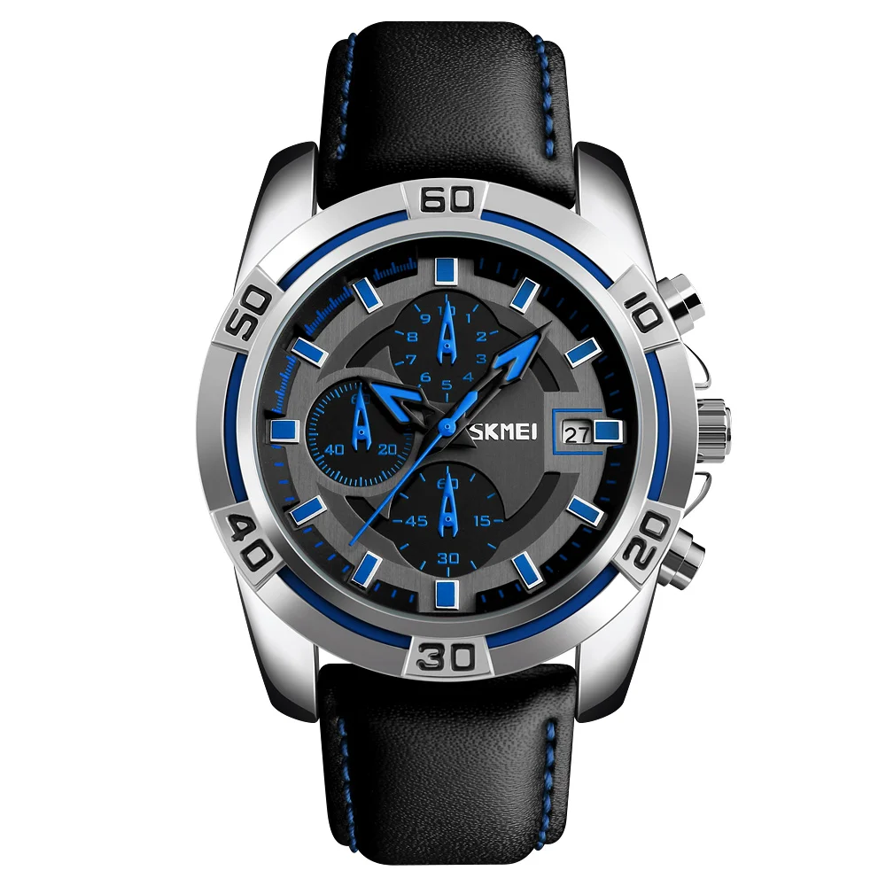 

30M waterproof leather sport mens watches skmei factory quartz watches #9156, N/a