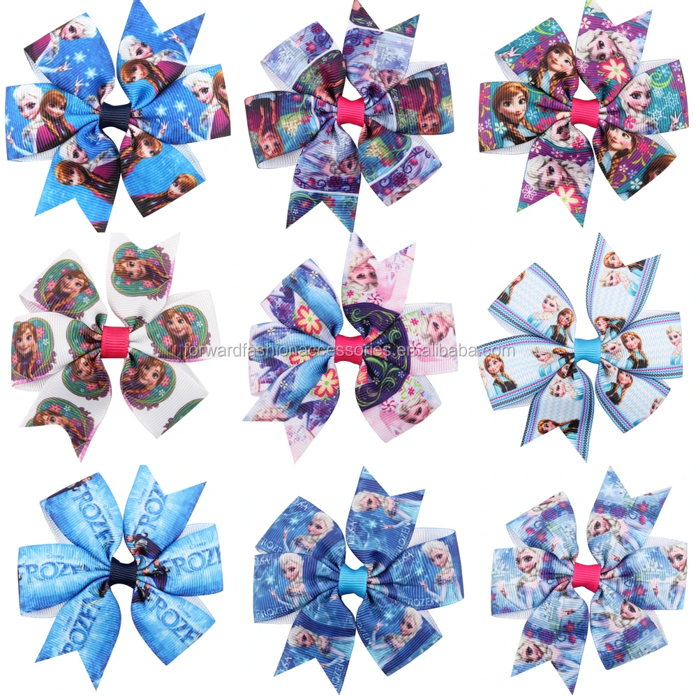 

Popular Frozen Elsa Anna Grosgrain Pinwheel Hair Bows, 10 colors