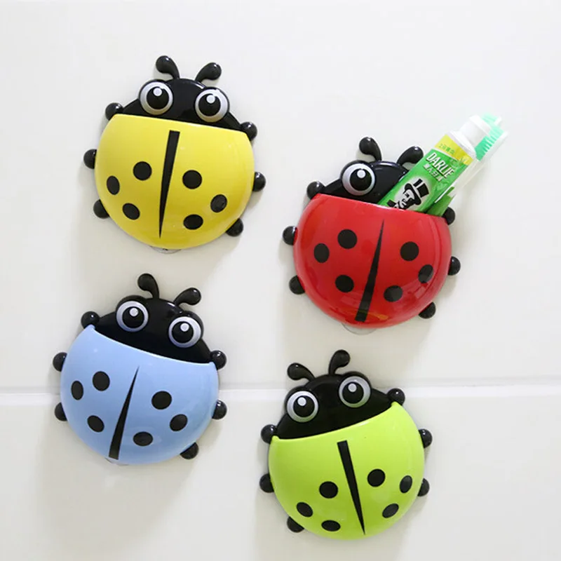 Cute Ladybug new Cartoon Sucker snails Toothbrush Holder suction hooks Household Items toothbrush rack bathroom set