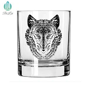 Image of DL FREE SAMPLE 2019 hot sale engraved Wolf head logo vodka tequila shot glass cup/Round scotch whisky glass cup/Wine Glass Cup