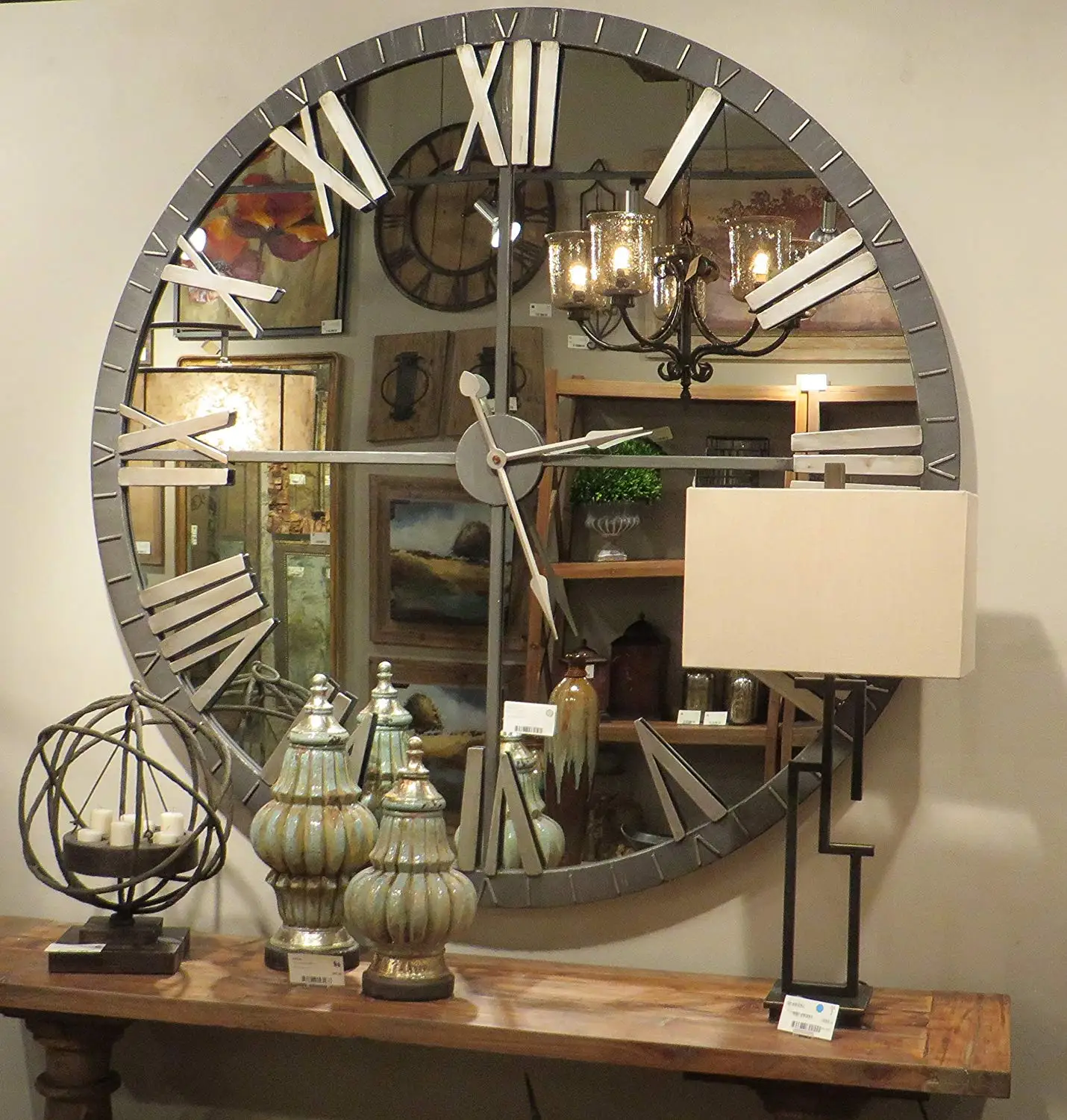 Круговой супер большой современный Зеркало настенные часы