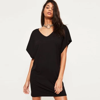 black v neck t shirt dress