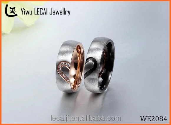 

Fashion diamonds rings price heart shape stainless steel couples ring set Wedding Ring, Photo shown