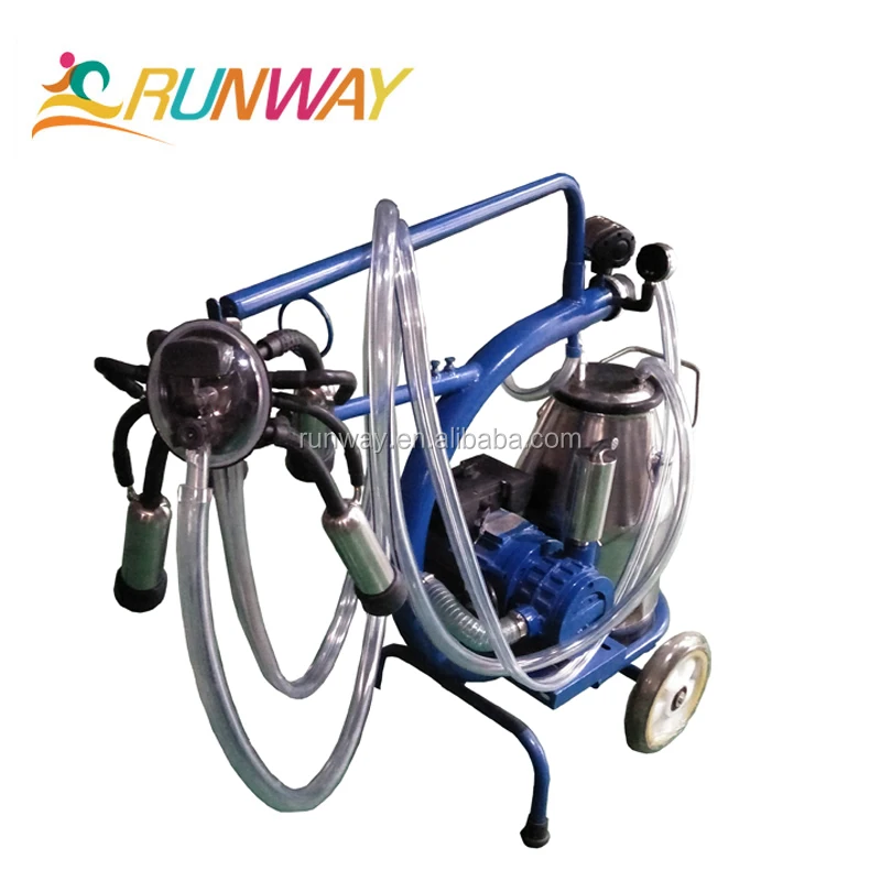 Dry Type Vacuum Pump Mobile Milking Machine With Stainless Steel Teat