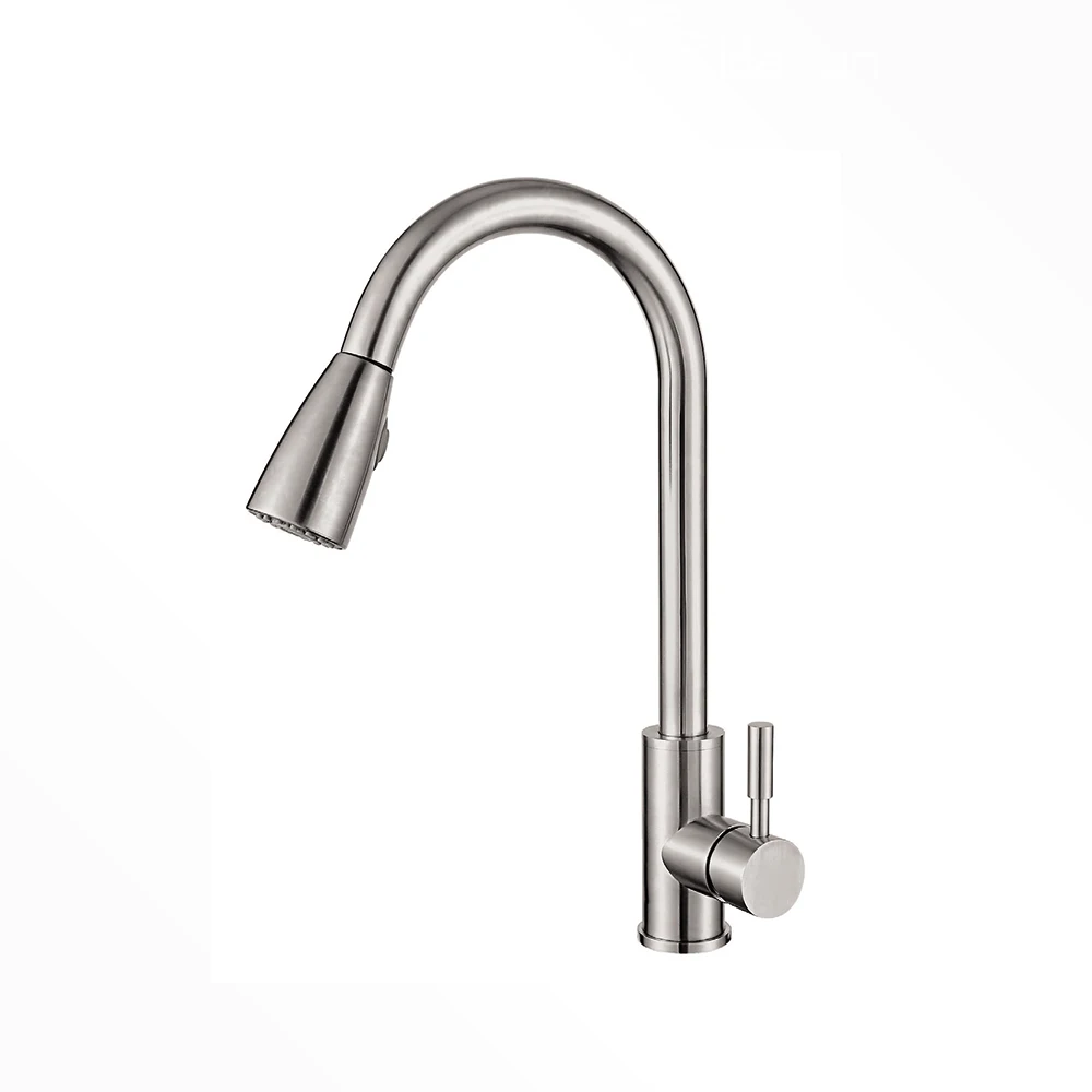 

Kitchen Accessory Brushed Stainless Steel Pull Out Kitchen Sink Faucet Cozinha With Sprayer, N/a