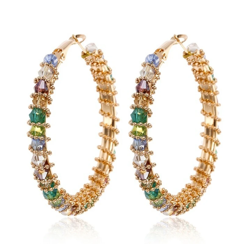 

chinese beads crystal beads gold jewelry plated colored hoop earrings, Picture