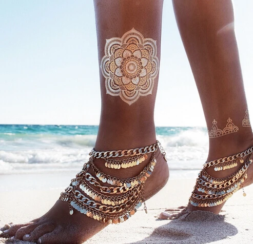 

BOHEMIAN Style Coin Tassel Barefoot Sandal Beach Anklet Foot Chain Bracelet Gold