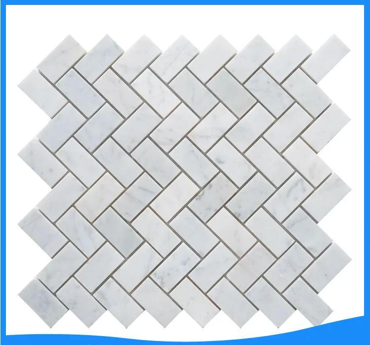 carrara white marble herringbone tile mosaic