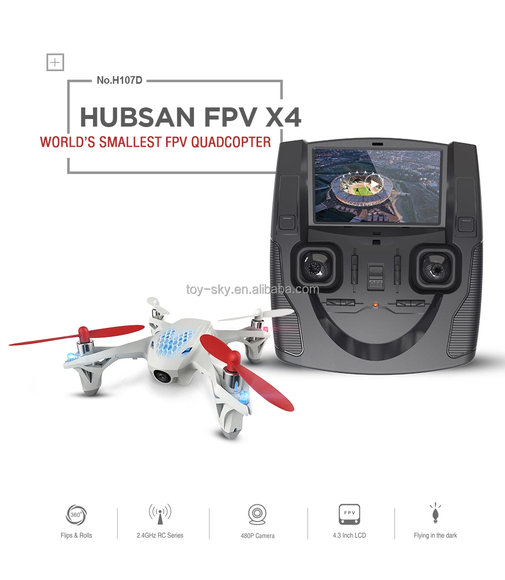 Hubsan X4 H107D 2.4G 4CH FPV RC Quadcopter Drone with 480P HD Camera Live Video 