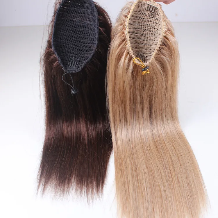 

Human Hair Drawstring Ponytail Cheerleading10-24inch Brazilian Accept All Colors 10-18inch 8-30 Inch Straight Pvc Plastic Bag, Natural color 1# 2# 4#