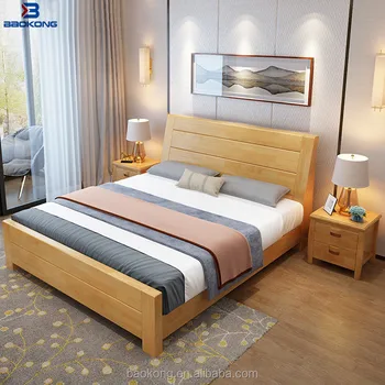 Light Colour Solid Wood Beech Double Bed Wooden Home Furniture Buy Double Bed Design Furniture Rubber Wood Furniture High Fashion Home Furniture