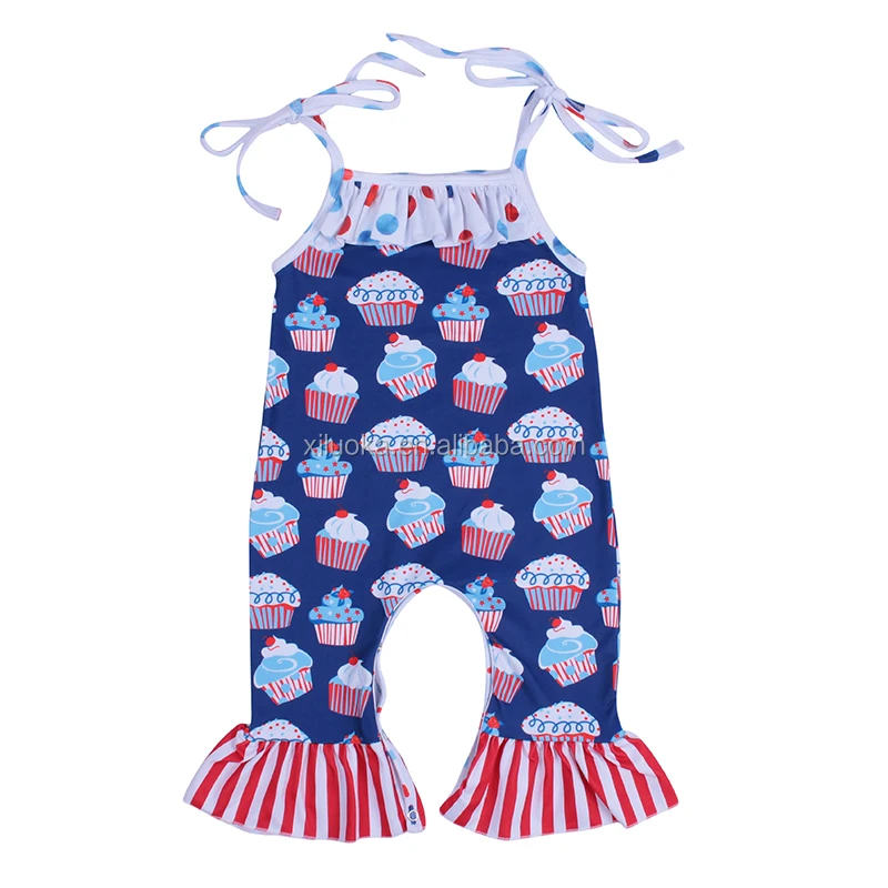 

Wholesale Infant Baby Clothing Jumpsuit Tassel 4th of July Ruffle Romper, Picture