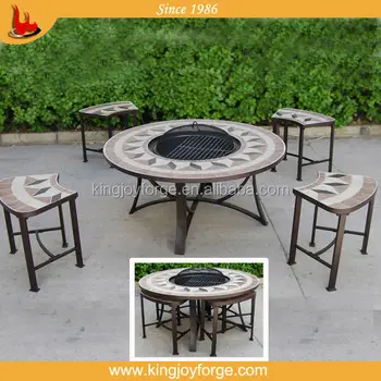 Outdoor Ceramic Fire Pit Table Set With 4 Seater Buy Fire Pit