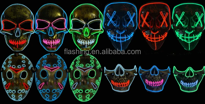 Hot Selling EL Music activated Mask,Neon Mask,neon wire Mask