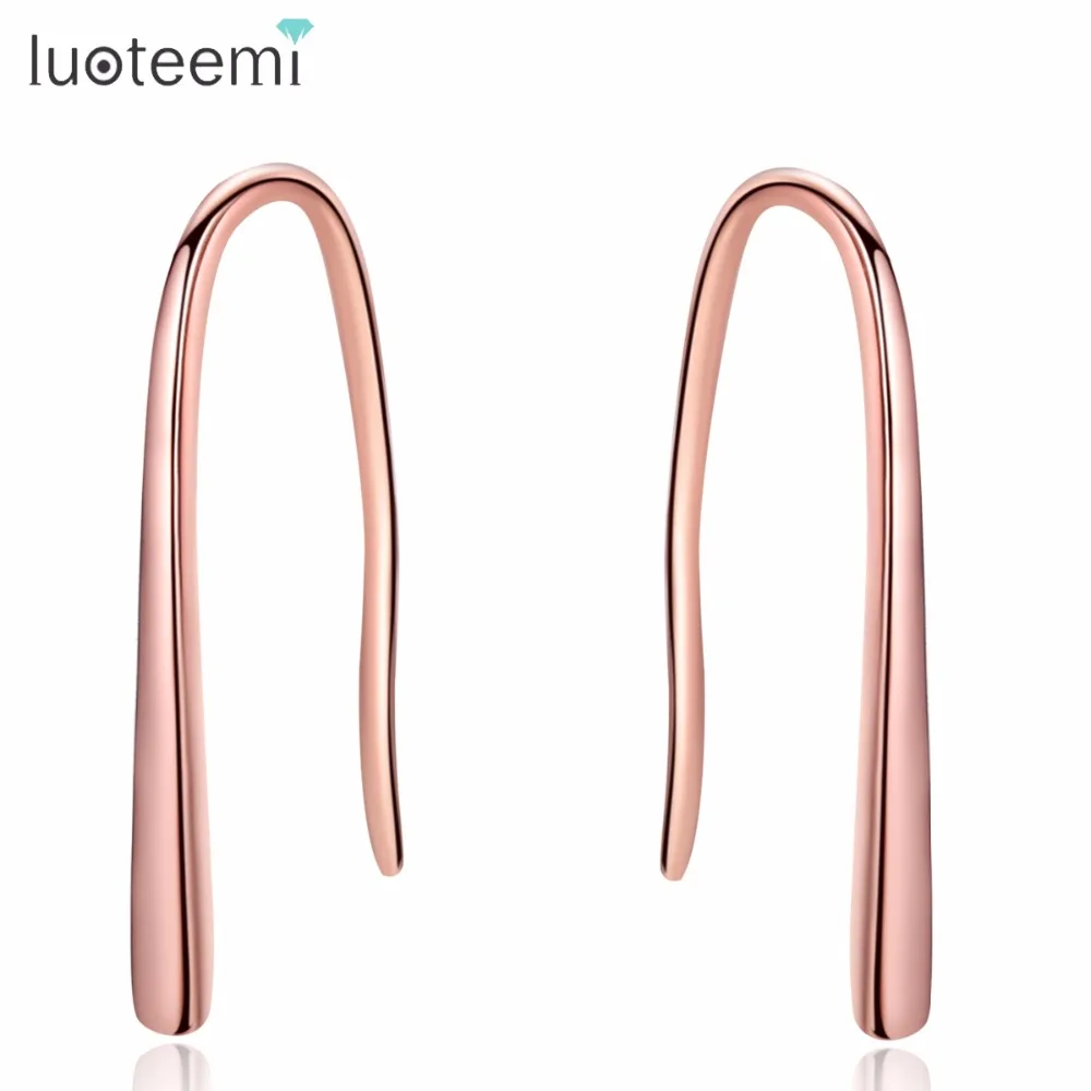 

LUOTEEMI Customized 100% 925 Sterling Silver Drop Hook Earring With Rose Gold Color Small Simple Earrings For Women/Girl's, N/a
