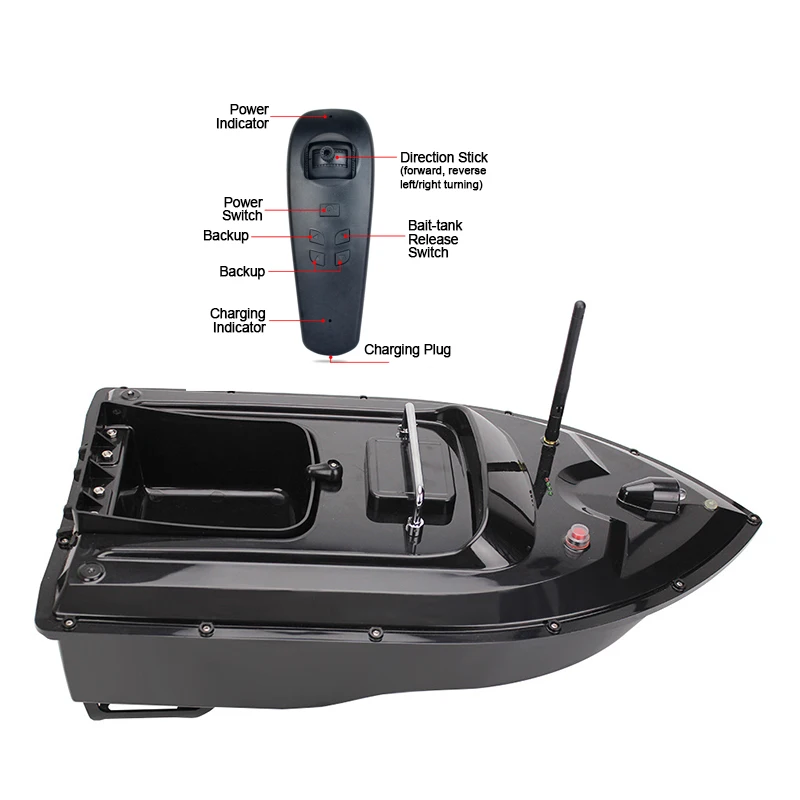 

New fashion waterproof carp fish radio remote control rc lures bait boat, Black