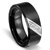 Online Shopping Canada Wedding Band Ring IP Black Plated Brushed Tungsten Carbide Mens Stone Rings With CNC Setting