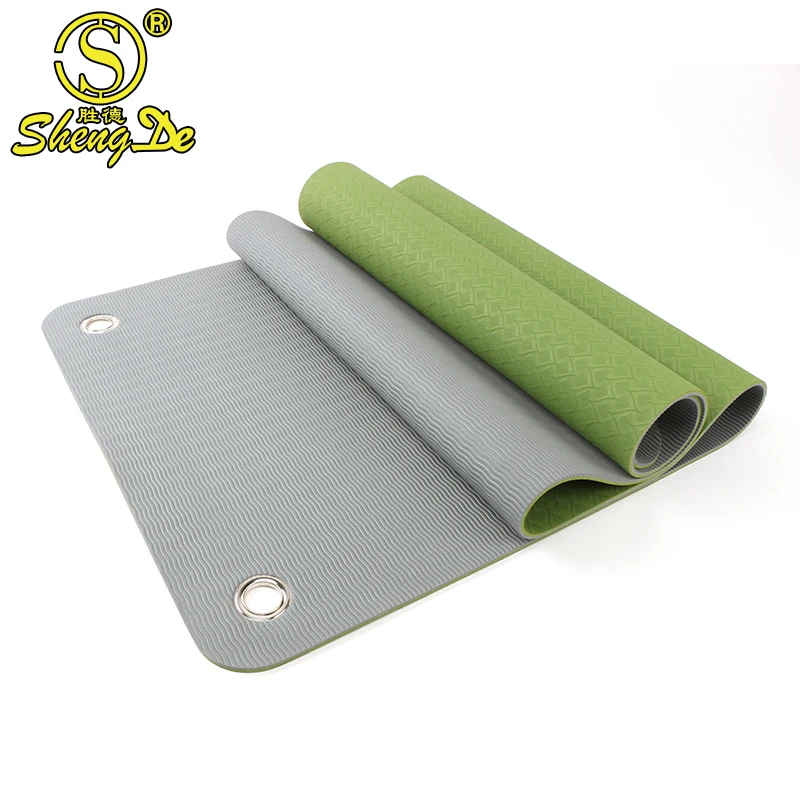 

TPE 4-10mm thickness private label non-slip yoga mat with eyelet hole, Customized