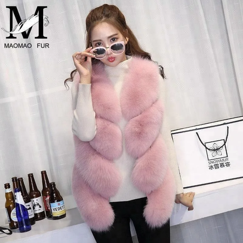 

Wholesale Custom Ladies Natural Real Fox Fur Vest Spring Warm Female Fox Fur Vest Women Winter Fur Vest