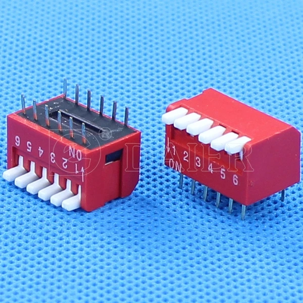 Red/Blue 1~12 Position Plastic Piano Type DP SERIES Dip Switch Remote Control