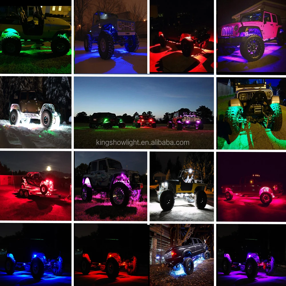 Car Underbody Decoration RGB Rock Light 4pcs LED Rock Light Kit APP Controlled For Off road Truck ATV UTV