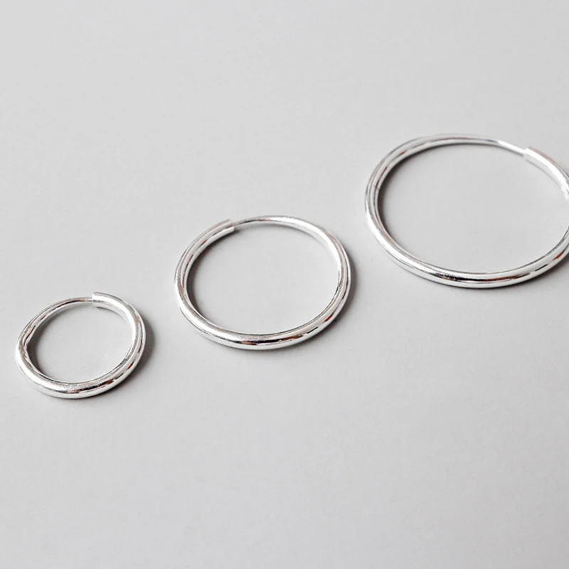 

100% Pure 925 Sterling Silver Plain13/18/23mm Loop Hoop Earrings Fashion Aros Jewelry Bijoux for Women Girls Festive Best Gift, N/a