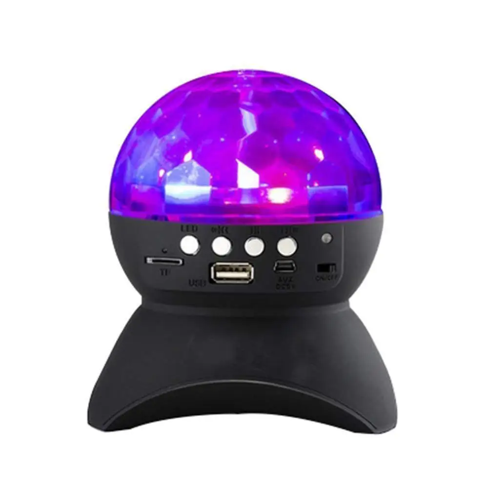 Mini LED Wireless Bluetooth Colorful Rotating Stage Light Square Dance Sound Speaker Disco Ball Party LED Light FM USB Wireless