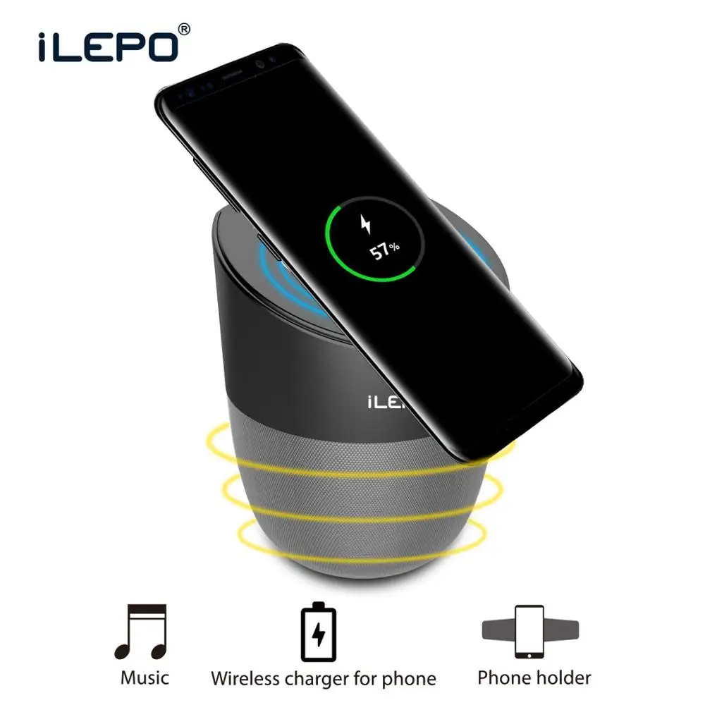 New products 2018 innovative products new QI wireless charger BT speaker with phone holder