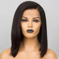 

summer trendy short hair wig advanced bleached knots 13X6 lace frontal wigs kinky straight hair