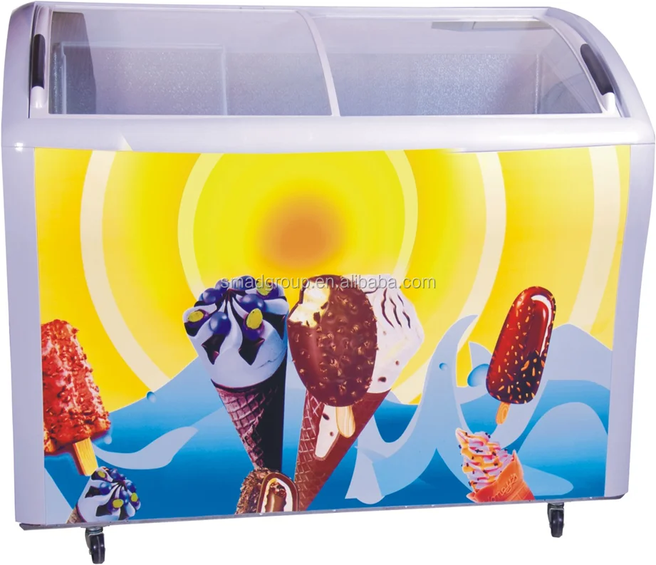 220v 110v Glass Top Ice Cream Chest Freezer With Lock And Key Buy