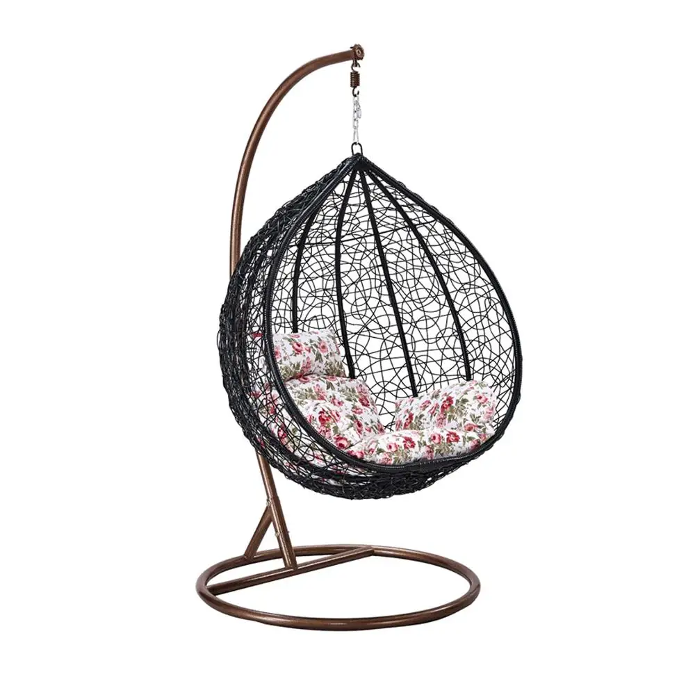 
Outdoor Patio PE Rattan Swing Chair With Metal Frame Cheap Egg shaped Hanging Chair 
