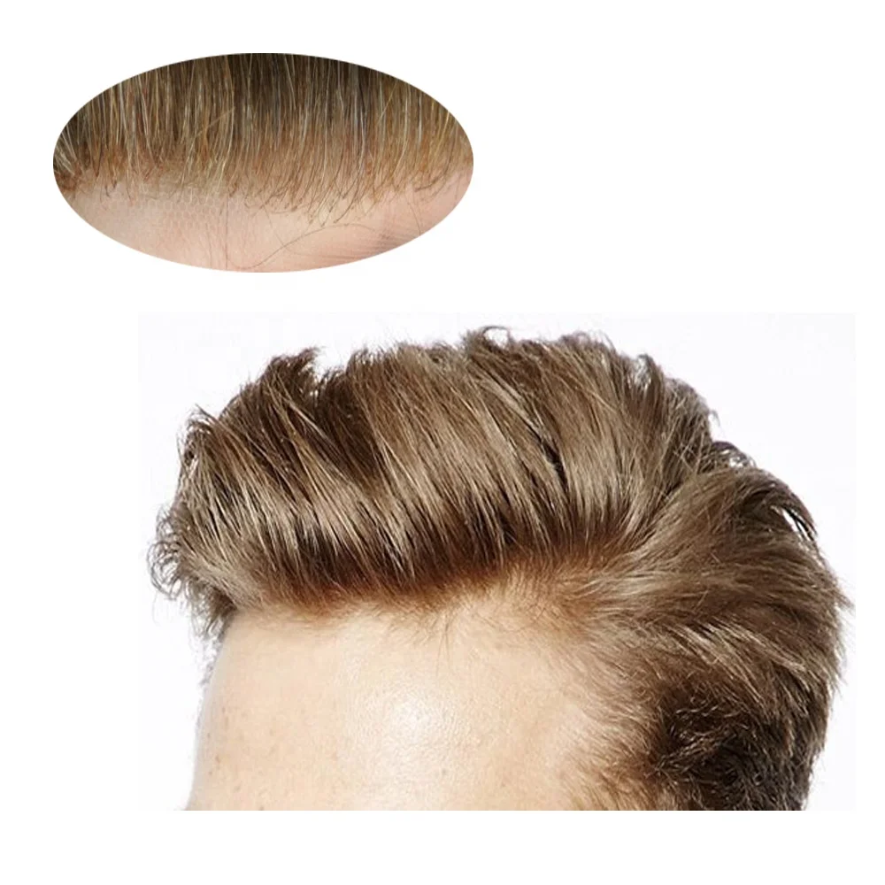 

120%-130% density bleached Knots 100% Human Hair full french Lace Toupee Men Toupee