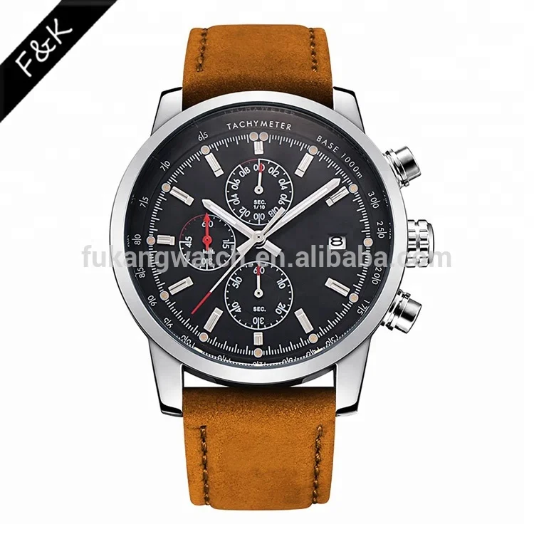 New Pilot Military Army Style leather band Man watch