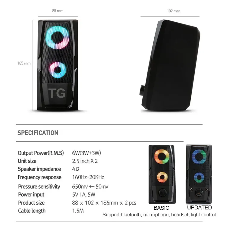 computer speakers with headphone and microphone jack