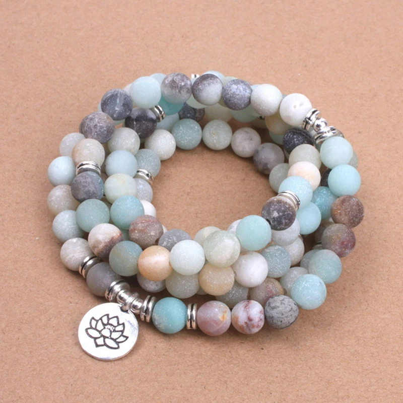 

Trade Insurance 108 Beads Buddha Bracelet Lotus Charm 8MM Amazon Stone Bracelet