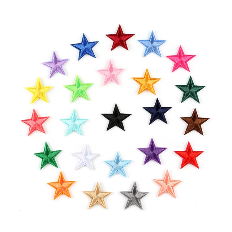 

hot sale bulk stock cute 3cm colored small size embroidered iron on mini star patches for kids clothes