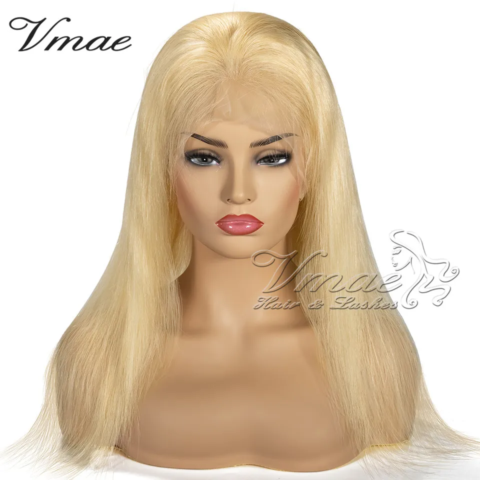 

VMAE 12A Real European Human Hair 613 Blonde Silk Straight Cuticle Aligned Transparent Lace Russian Virgin Human Full Lace Wigs, Accept customer color chart