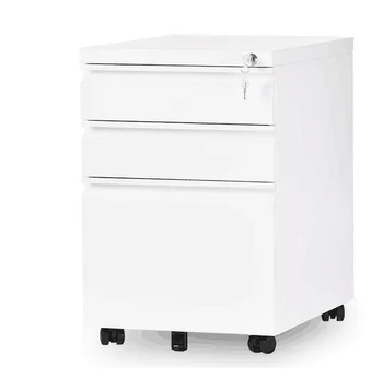 White All Steel Lockable Mobile 3 Drawer Filing Cabinet For A4 A3