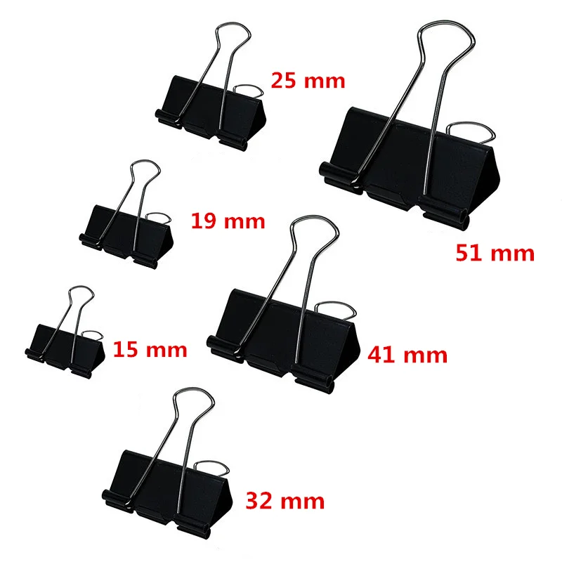 32 41 51mm Office Use 25 19 120Pcs Bulldog Clips Metal Paper Clips Clamps 15