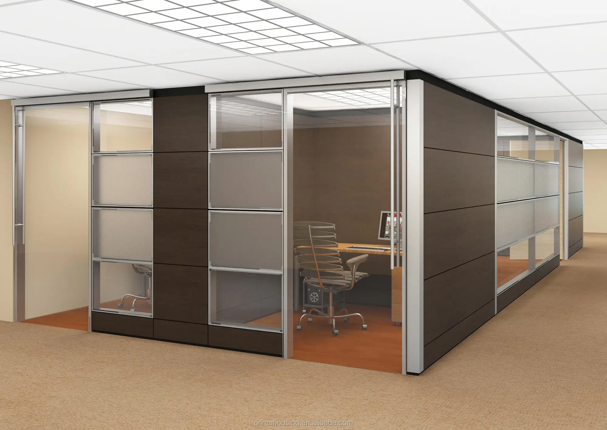 Office Full Height Frosted Tempered Glass Wall Partition For Project ...