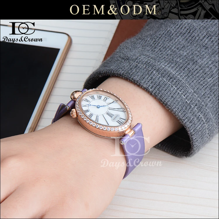 

ready to ship lady dress watch custom woman japan movement diamond quartz watch, White