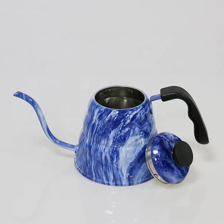 

Pour Over Drip Marker Blue Enamel Household coffee kettle hand drip coffee electrical kettle Gooseneck Kettle