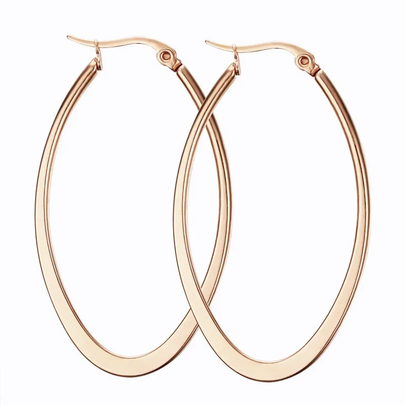 

SJ Fashion Big Earrings Titanium Steel Jewelry Rose Gold Plated Women Rose Gold Big "U" Shape Dangle Hoop Earrings