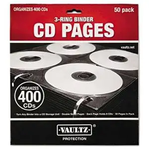 Vaultz - Two-Sided Cd Refill Pages For Three-Ring Binder 50/Pack "Product Category: Desk Accessories & Workspace Organizers/Media Organizers"