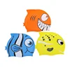 Factory Price Smart Cartoon Print Fish Shape Kids Silicone Swim Cap for Boys and Girls